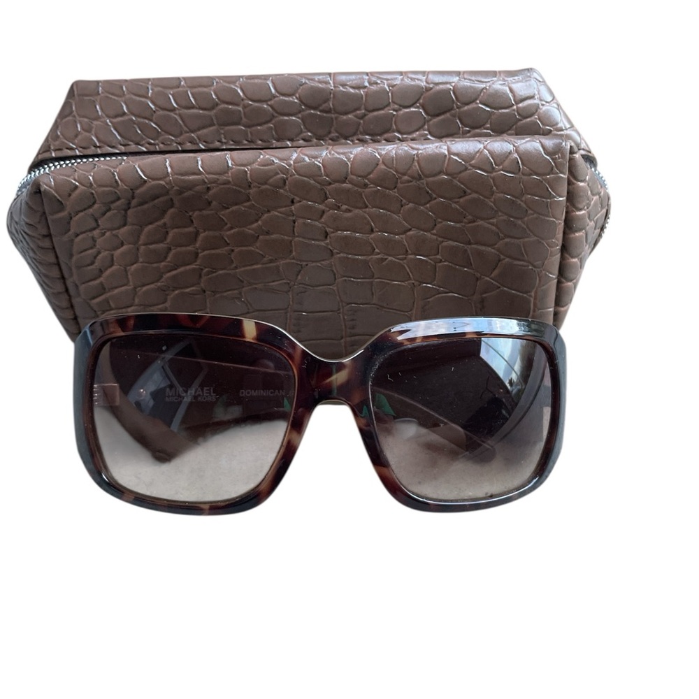 Michael Kors Tortoise Sunglasses with Textured Brown Case